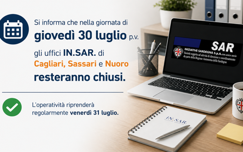 Chiusura Uffici INSAR 30 luglio 2026